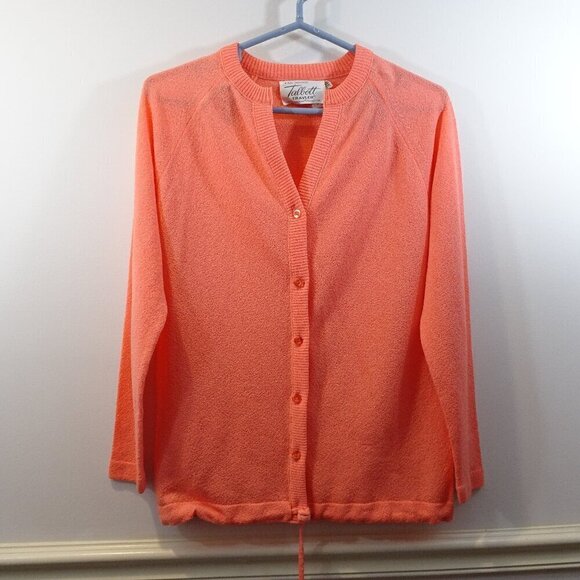 Vintage 1950s TALBOTT Travler Peach Cardigan Sweater Size 36 Dacron Polyester - Picture 1 of 5